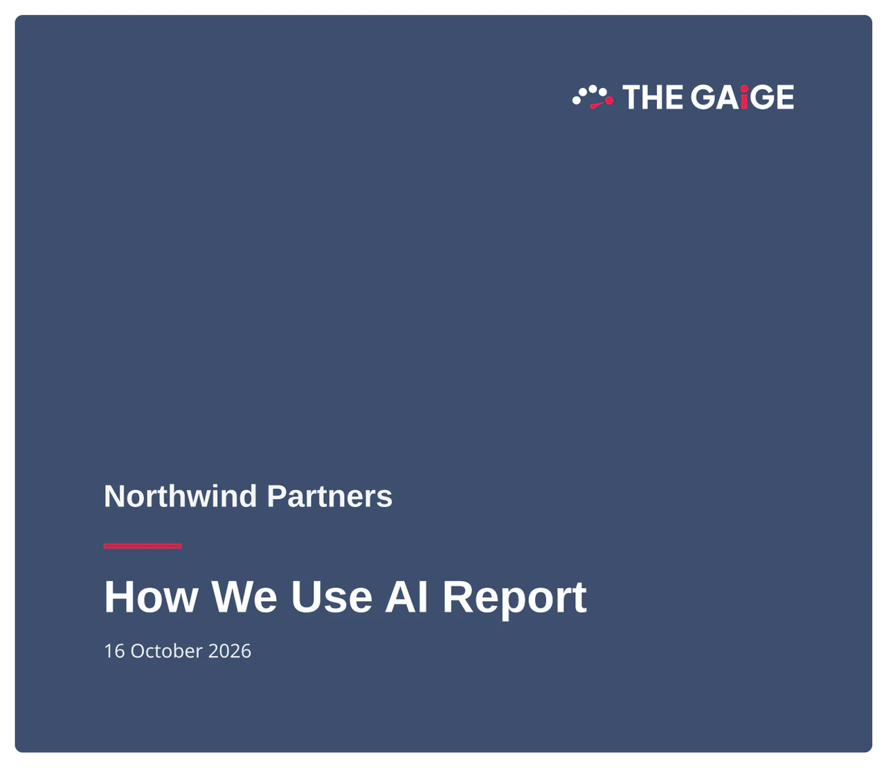 The cover of the How We Use AI Report for Northwind Partners, dated 16 October 2026.